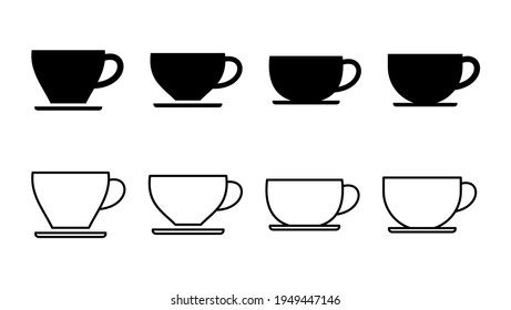 coffee cup icon set. cup a coffee icon vector.