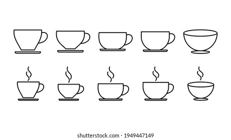 coffee cup icon set. cup a coffee icon vector.