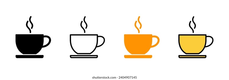 coffee cup icon set vector. cup a coffee sign and symbol