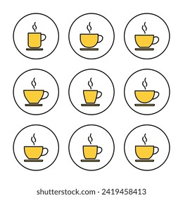 coffee cup icon set vector. cup a coffee sign and symbol