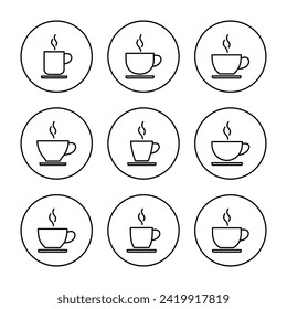 coffee cup icon set vector. cup a coffee sign and symbol
