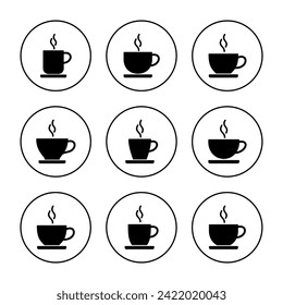 coffee cup icon set vector. cup a coffee sign and symbol