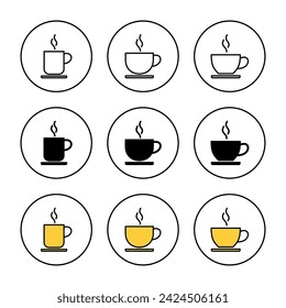 coffee cup icon set vector. cup a coffee sign and symbol