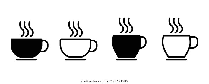 Ícone de xícara de café definido. Ícone da xícara de café. Ícone do vetor de café. Xícaras de chá de café coleção símbolo. Ilustração de vetor.