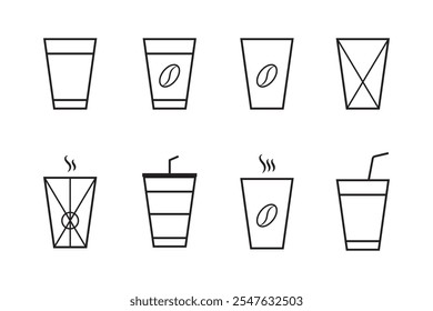 Coffee cup icon set. cup a coffee icon vector.