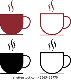 Coffee cup icon set. cup a coffee icon vector.Tea cup illustration sign collection. Mocha symbol. Tea logo. Hot drink mark.