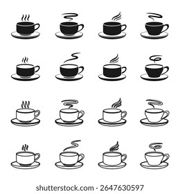 coffee cup icon set vector illustration isolated on white background.