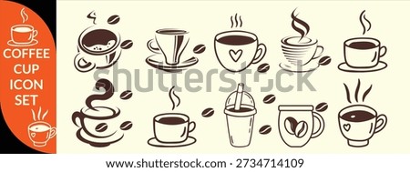 Coffee cup icon. Set of vector cups with coffee. Coffee cup logo, Coffee cup icon big icon set design 