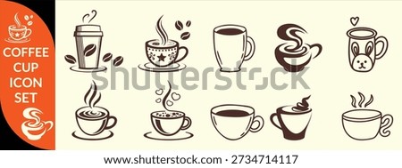 Coffee cup icon. Set of vector cups with coffee. Coffee cup logo, Coffee cup icon big icon set design 