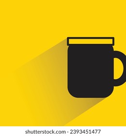 coffee cup icon with shadow on yellow background