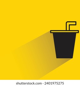 coffee cup icon with shadow on yellow background
