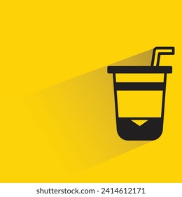 coffee cup icon with shadow on yellow background