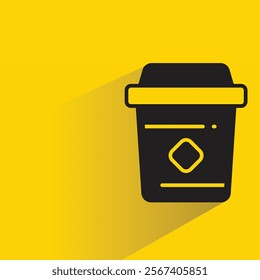 coffee cup icon with shadow on yellow background