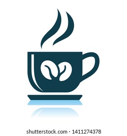 Coffee Cup Icon. Shadow Reflection Design. Vector Illustration.