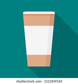 coffee cup icon with shadow shade on green background. vector illustration 