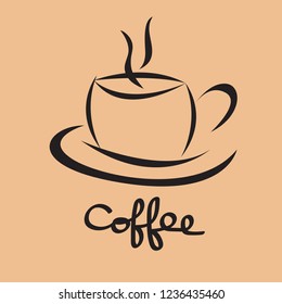 Coffee cup icon, Coffee shop logo design template, Restaurant and Cafe hot drink symbol, Green Tea cup vector illustration