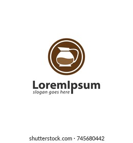 Coffee cup icon, coffee shop logo design in circle