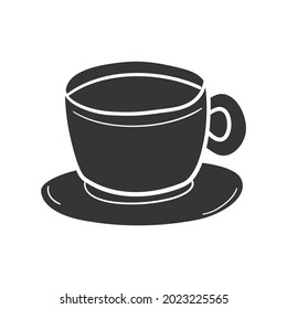 Coffee Cup Icon Silhouette Illustration. Breakfast Drink Vector Graphic Pictogram Symbol Clip Art. Doodle Sketch Black Sign.