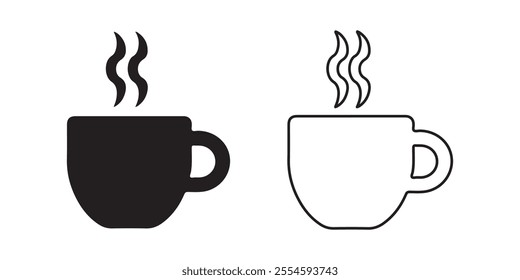 coffee cup icon silhouette and outline vector on white background