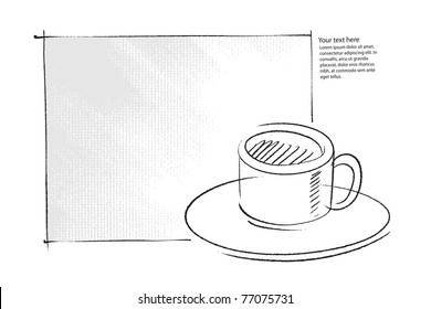 coffee cup icon, simple freehand drawing, vector