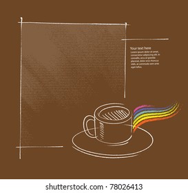 coffee cup icon, simple freehand drawing, page layout, vector