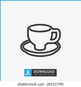 coffee cup icon. simple outline coffee cup vector icon. on white background.