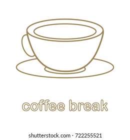 Coffee cup icon with simple text. Coffee break illustration vector.