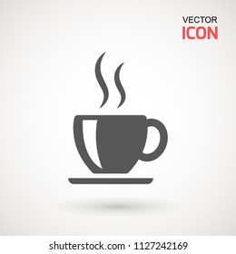 Coffee cup icon, Simple vector coffee icon. Vector illustration isolated on white. Silhouette simple. Logotype concept. Logo design template