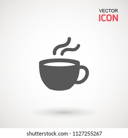 Coffee cup icon, Simple vector coffee icon. Vector illustration isolated on white. Silhouette simple. Logotype concept. Logo design template.