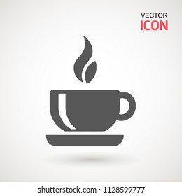 Coffee cup icon, Simple vector coffee icon. Vector illustration isolated on white. 