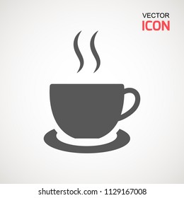 Coffee cup icon, Simple vector coffee icon. Vector illustration isolated on white. Silhouette simple. Logotype concept. Logo design template