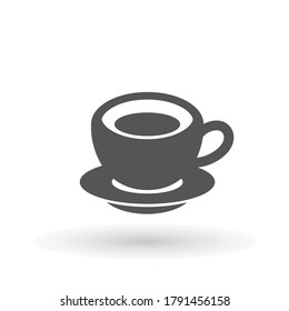 Coffee cup icon, Simple vector coffee icon. Vector illustration isolated on white. Silhouette simple. Logotype concept. Logo design template