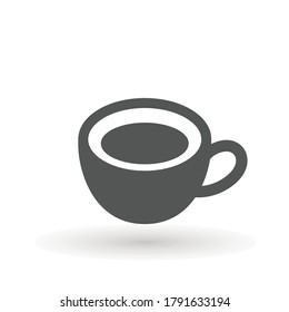 Coffee cup icon, Simple vector coffee icon. Vector illustration isolated on white. Silhouette simple. Logotype concept. Logo design template