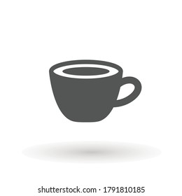 Coffee cup icon, Simple vector coffee icon. Vector illustration isolated on white. Silhouette simple. Logotype concept. Logo design template