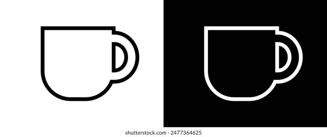 Icono de taza de café, diseño de Vector simple, ícono blanco y negro.