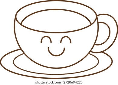 Un icono de taza de café con una cara sonriente.