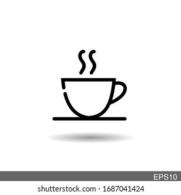 coffee cup icon with smoke on a white background