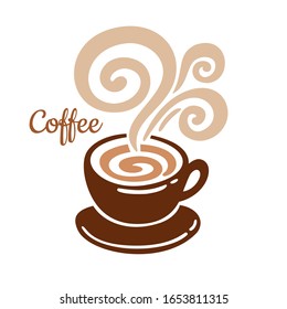 coffee cup icon with smoke. vector illustration