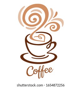 coffee cup icon with smoke. vector illustration