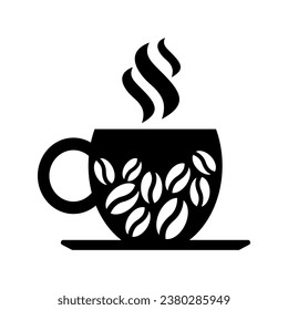 Coffee cup icon. Cup of coffee with steam vector icon.