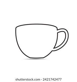 Coffee cup icon with stroke. coffee, Tea cup, vector, logo, symbol. Vector illustration.