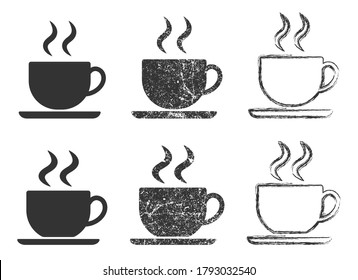  Coffee cup icon symbol set. Tea cup logo symbol sign collection. Vector illustration image. Isolated on white background.