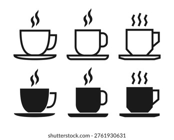 Coffee cup icon symbol set. Cafe logo sign collection. Vector illustration image.