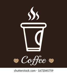 Coffee cup Icon symbol vector sign isolated on color background illustration for graphic and web design. Cup of Coffee mug logo color template. White cup with steam.Hot coffee or tea.Coffee beans logo