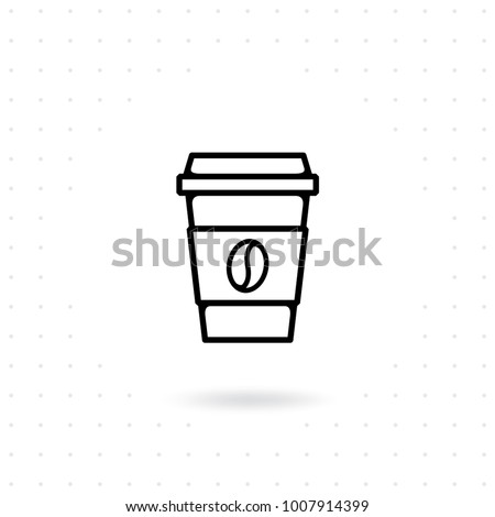 Coffee cup icon. Take away coffee cup icon. Disposable cup vector illustration. Coffee to go icon on white background. Coffee cup icon with bean symbol in flat line style