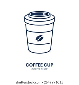 Ícone de xícara de café. take away, copo, ir xícara, beber, descartável, tampa, bebida. Ilustração de ícone de vetor
