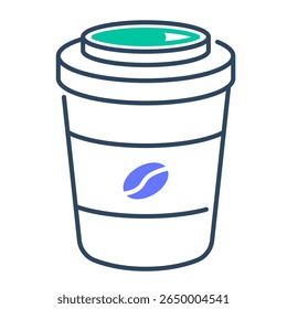 Ícone de xícara de café. take away, copo, ir xícara, beber, descartável, tampa, bebida. Ilustração de ícone de vetor