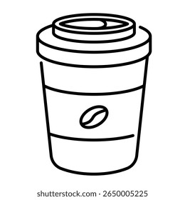 Ícone de xícara de café. take away, copo, ir xícara, beber, descartável, tampa, bebida. Ilustração de ícone de vetor