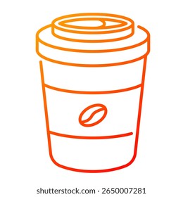 Ícone de xícara de café. take away, copo, ir xícara, beber, descartável, tampa, bebida. Ilustração de ícone de vetor