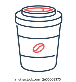 Ícone de xícara de café. take away, copo, ir xícara, beber, descartável, tampa, bebida. Ilustração de ícone de vetor
